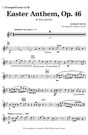 Easter Anthem, Op. 46 (for Brass Quintet)