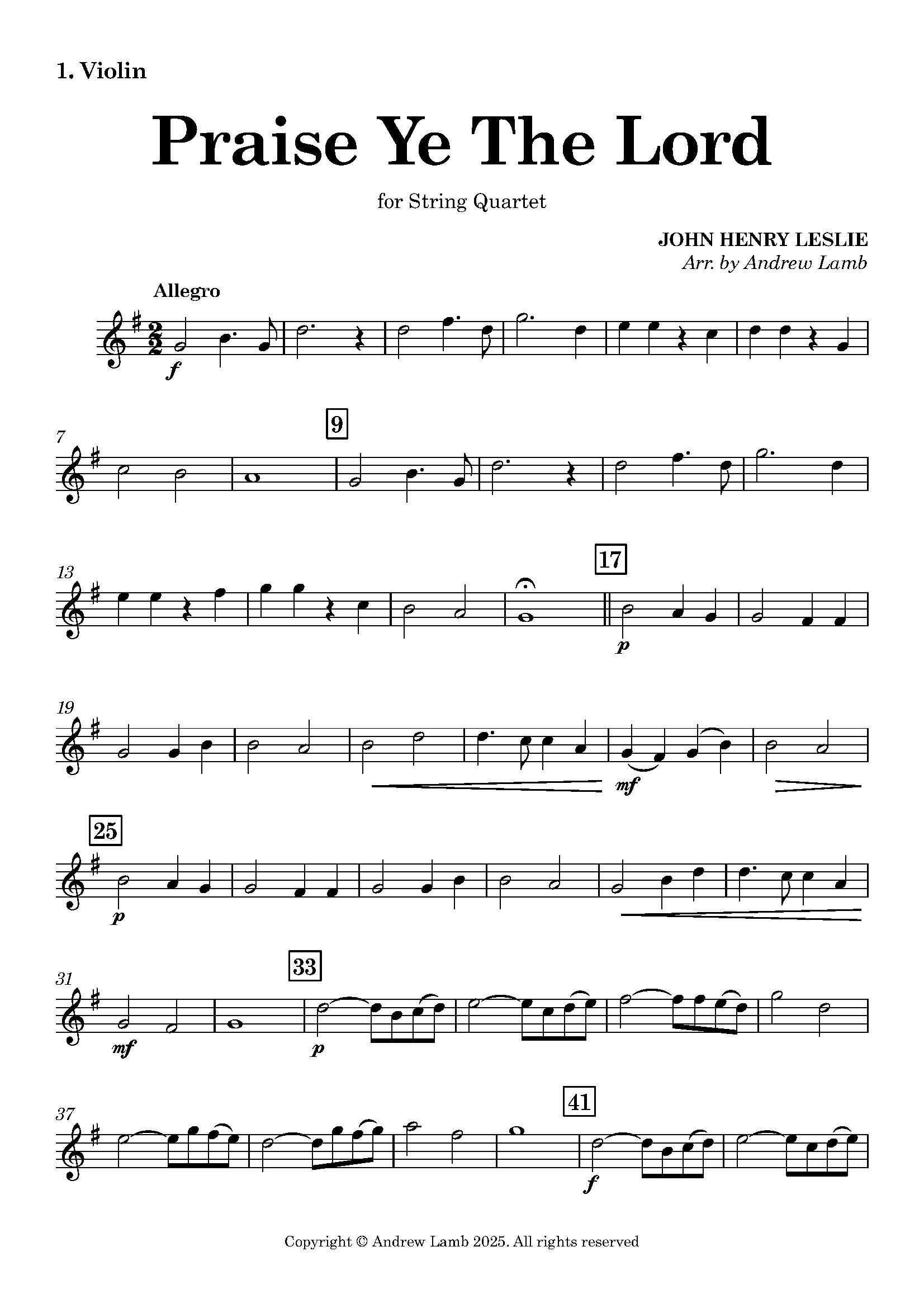 John LESLIE | Praise Ye The Lord | String Quartet John LESLIE | Praise Ye The Lord | String Quartet - Image 3