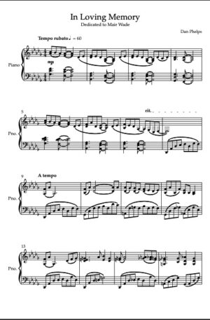 In Loving Memory (solo piano) PDF & MP3