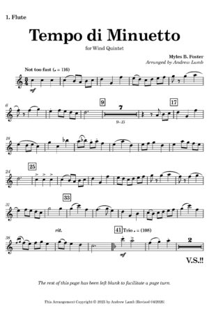 Myles Foster | Tempo di Minuetto | for Wind Quintet