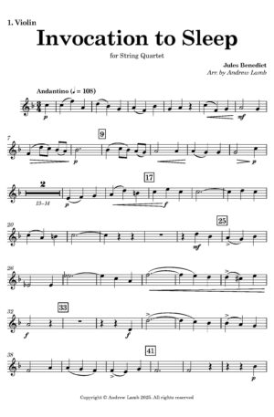 Jules BENEDICT | Invocation to Sleep | for String Quartet