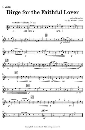 Jules BENEDICT | Dirge for the Faithful Lover | for String Quintet