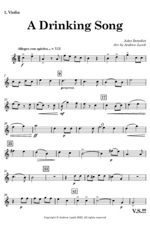Jules BENEDICT | A Drinking Song | for String Quartet