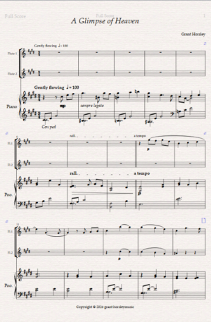 A Glimpse of Heaven. For Flute Duet and Piano.