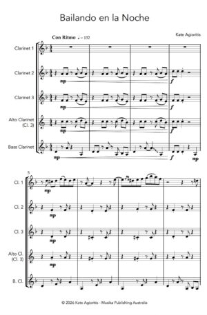 Bailando en la Noche (Dancing in the Night) – Clarinet Quartet