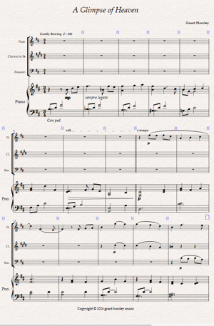 A Glimpse of Heaven. For Wind Trio and Piano (Flute, Clarinet Bassoon)