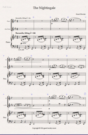 The Nightingale. For Flute, Alto Flute and Piano.