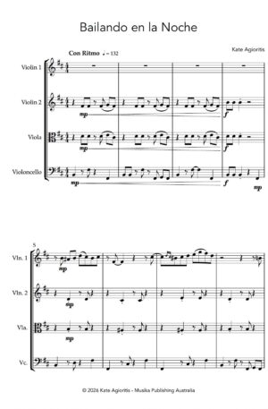 Home Bailando en la Noche – for String Quartet