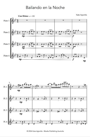 Home Bailando en la Noche – for Flute Quartet
