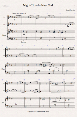 Night- Time in New York. For Flute Duet and Piano.