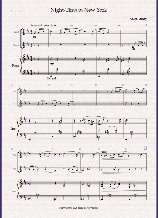 Night- Time in New York. For Flute Duet and Piano. Night- Time in New York. For Flute Duet and Piano. - Image 2
