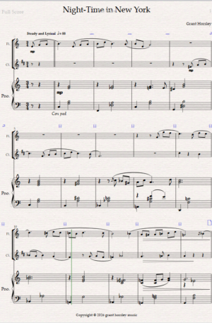 Night- Time in New York. For Flute, Clarinet and Piano.