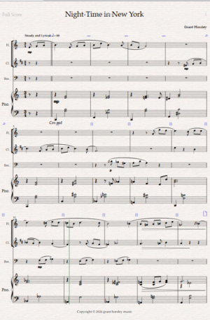 Night- Time in New York. For Wind Trio and Piano (Flute, Clarinet, Bassoon)