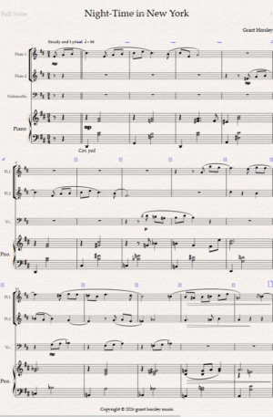 Night-Time in New York. For Mixed Quartet (2 Flutes, Cello and Piano)