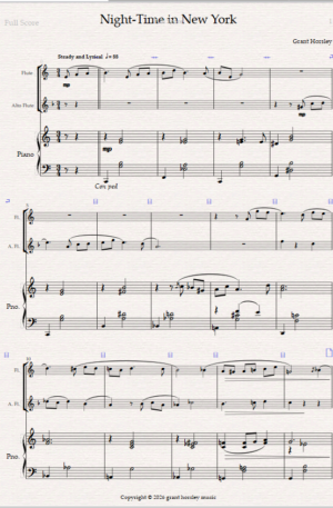 Night- Time in New York. For Flute, Alto Flute and Piano.