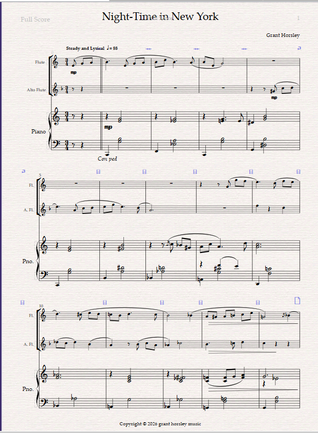 Night- Time in New York. For Flute, Alto Flute and Piano. Night- Time in New York. For Flute, Alto Flute and Piano. - Image 2