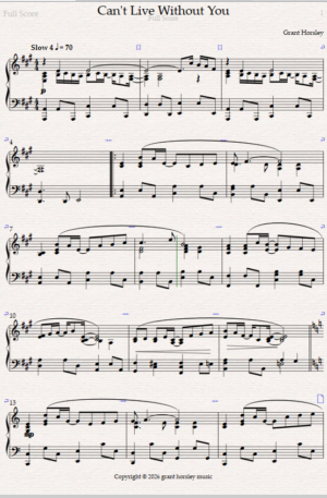 Can’t Live Without You – Romantic Ballad for Solo Piano