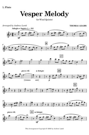 Thomas Adams | Vesper Melody (arr. for Wind Quintet)