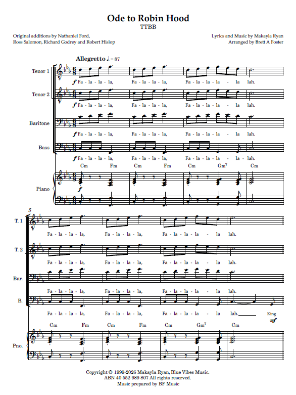 Ode To Robin Hood (TTBB) | Original Secular Medieval Pastiche Ode To Robin Hood (TTBB) | Original Secular Medieval Pastiche