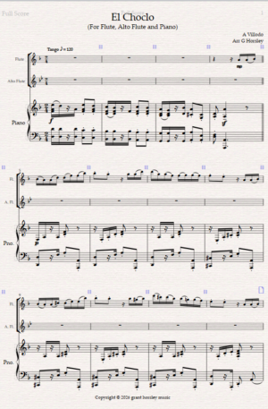 Home El Choclo. A Tango for Flute, Alto Flute and Piano.