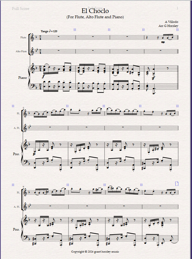 El Choclo. A Tango for Flute, Alto Flute and Piano. El Choclo. A Tango for Flute, Alto Flute and Piano. - Image 2