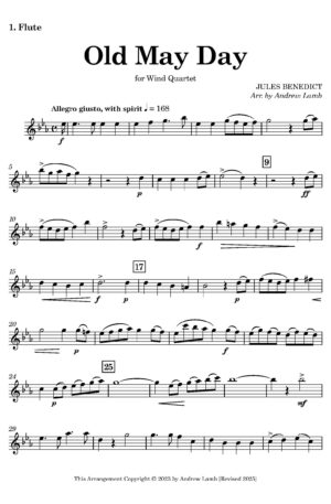 Jules BENEDICT | Old May Day | for Wind Quartet