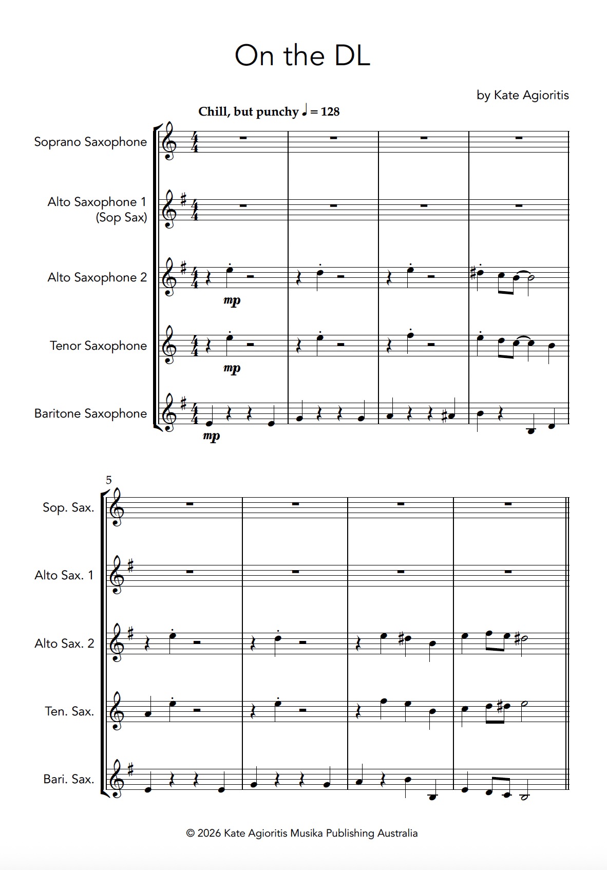On the DL | SATB or AATB Saxophone Quartet On the DL - Saxophone Quartet