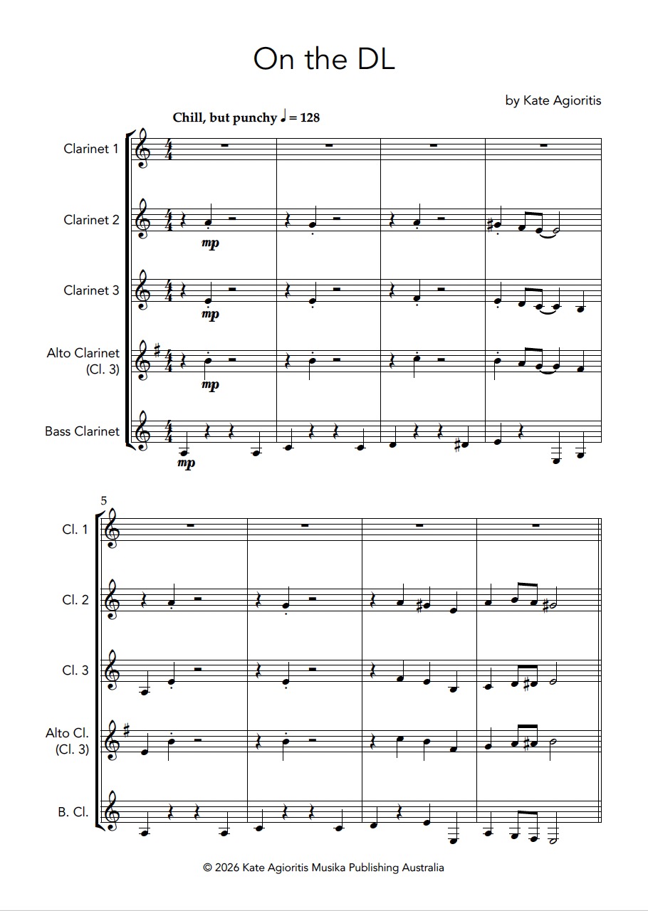 On the DL - Clarinet Quartet On the DL | Clarinet Quartet