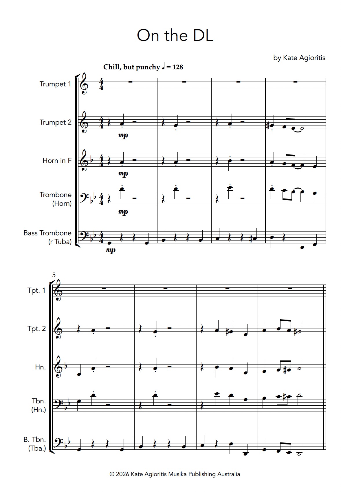 On the DL | for Brass Quartet On the DL | for Brass Quartet