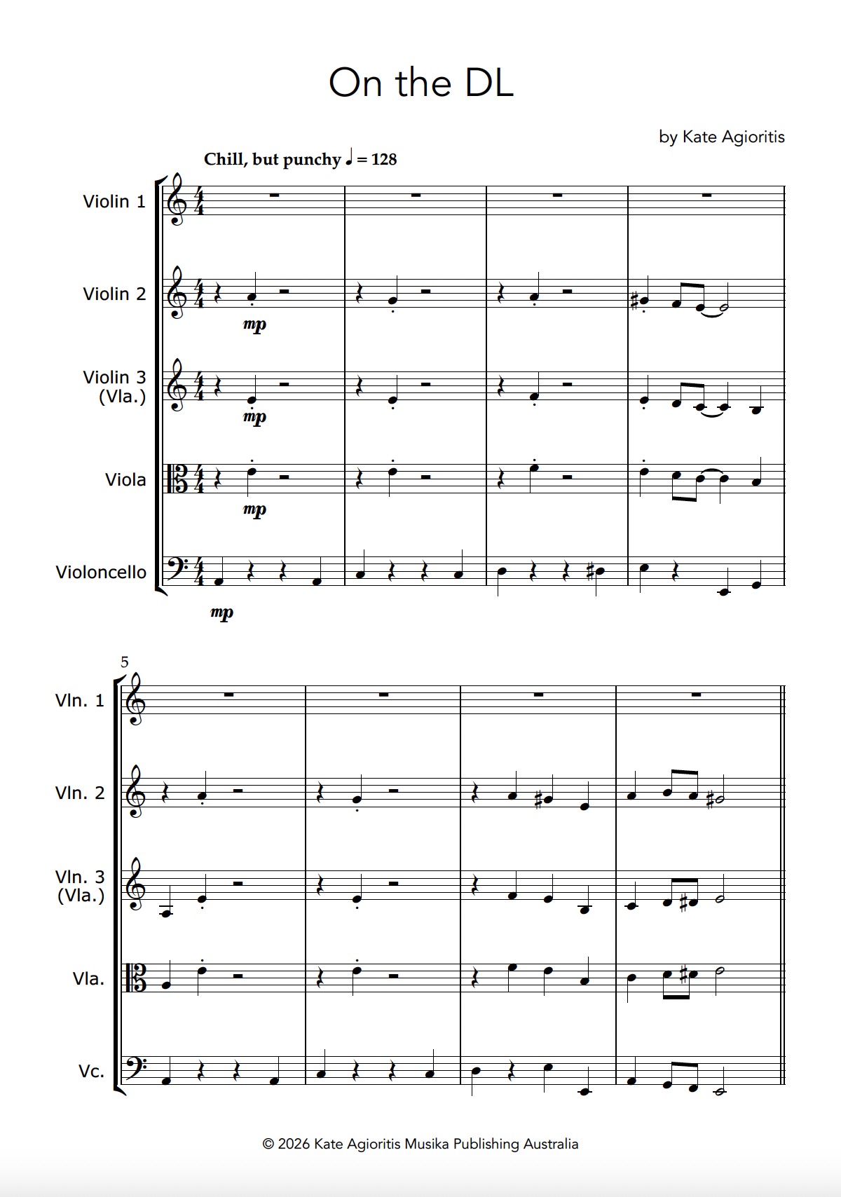 On the DL | for String Quartet On the DL | for String Quartet