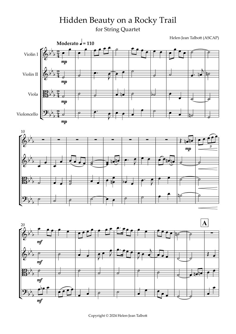 Hidden Beauty on a Rocky Trail, for String Quartet Hidden Beauty on a Rocky Trail, for String Quartet - Image 2