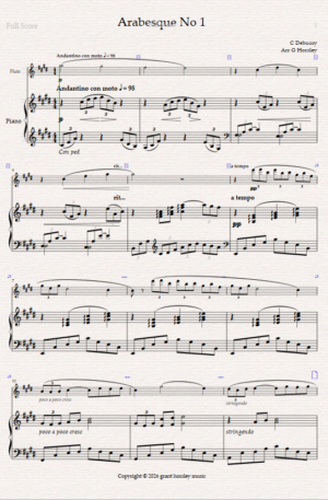 Arabesque no 1 Debussy. Flute and Piano
