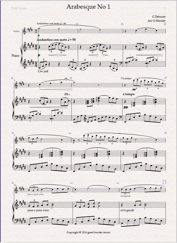 Arabesque No 1 Debussy- Violin and Piano Arabesque No 1 Debussy- Violin and Piano - Image 2