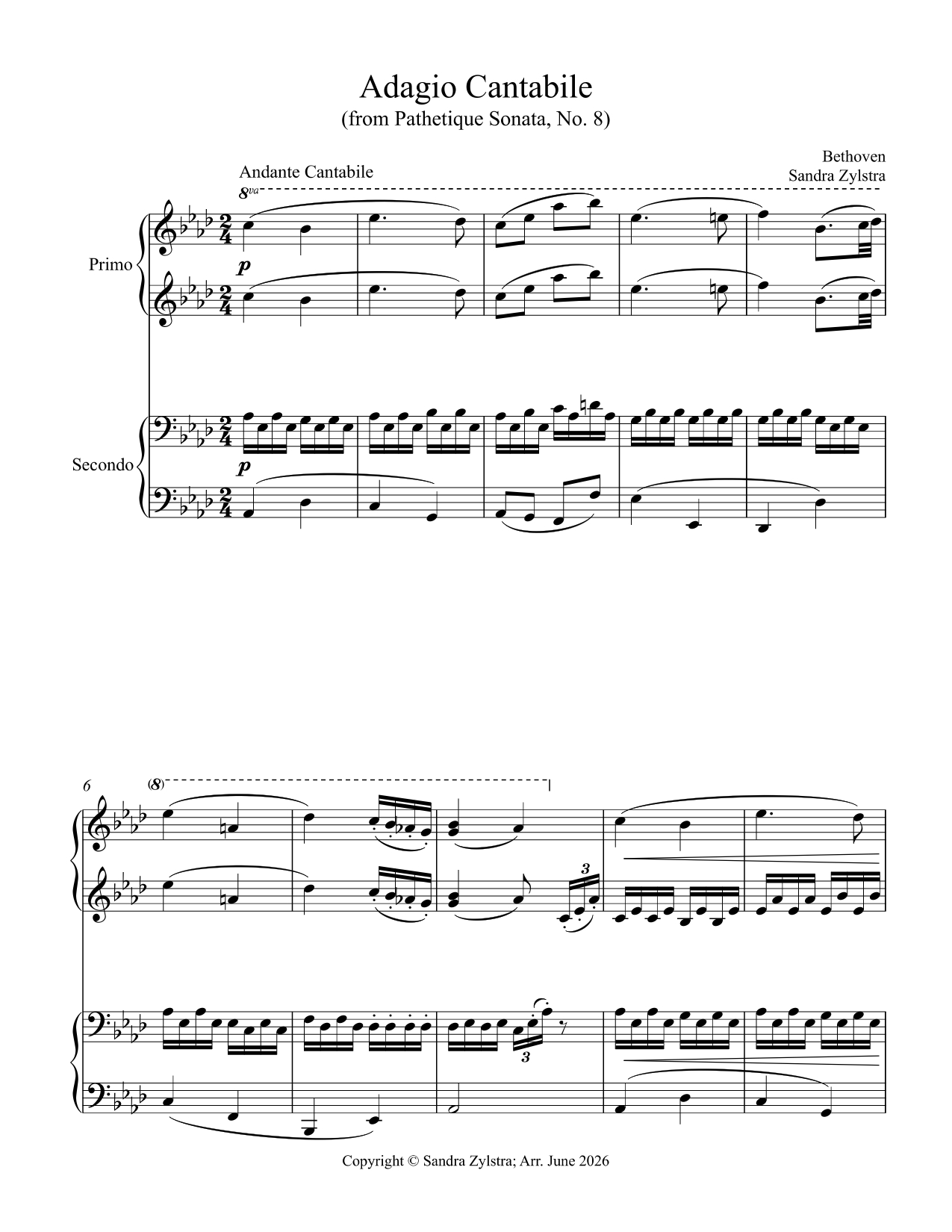 Adagio Cantabile (late intermediate piano duet) Adagio Cantabile (late intermediate piano duet) - Image 2