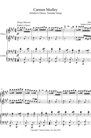 Home Carmen Medley (Soldier’s Chorus & Toreador Song) (late intermediate piano duet)