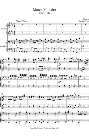 Home March Militaire (intermediate piano duet)