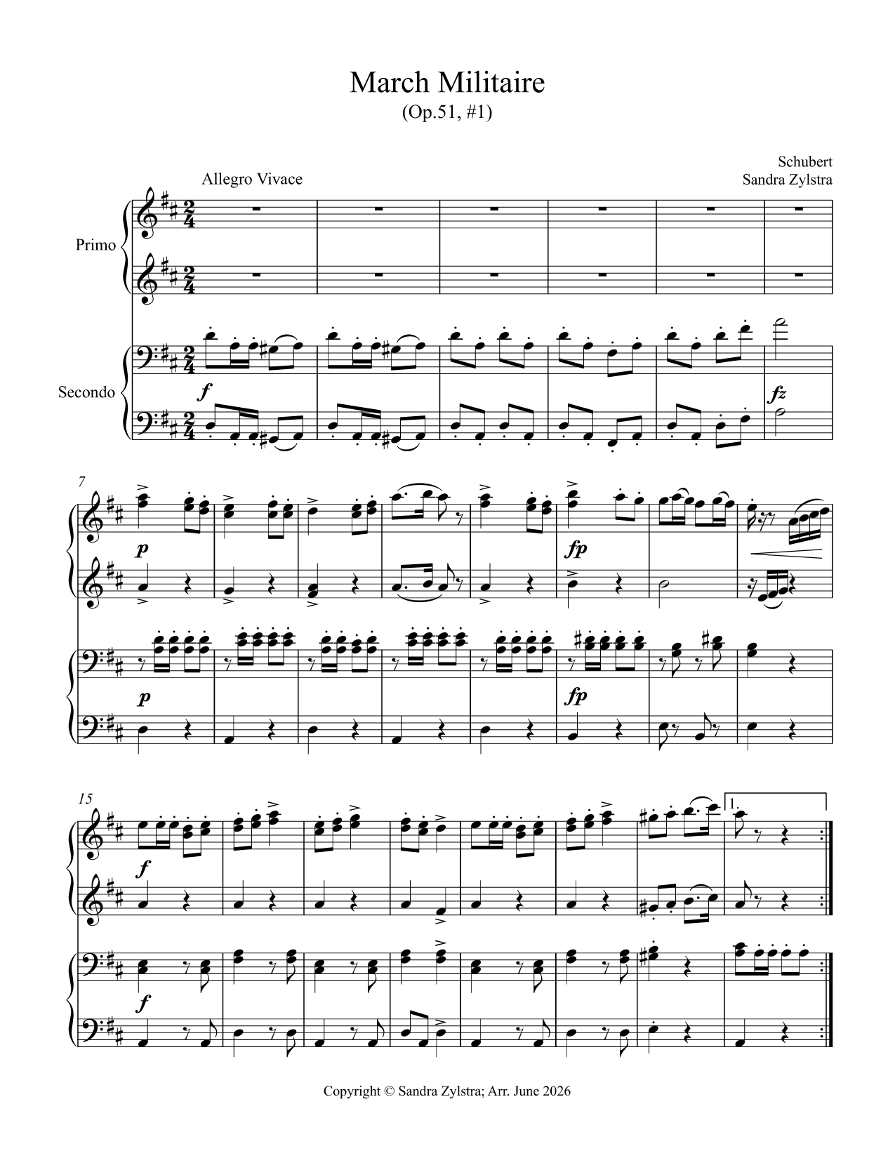 March Militaire (intermediate piano duet) March Militaire (intermediate piano duet) - Image 2