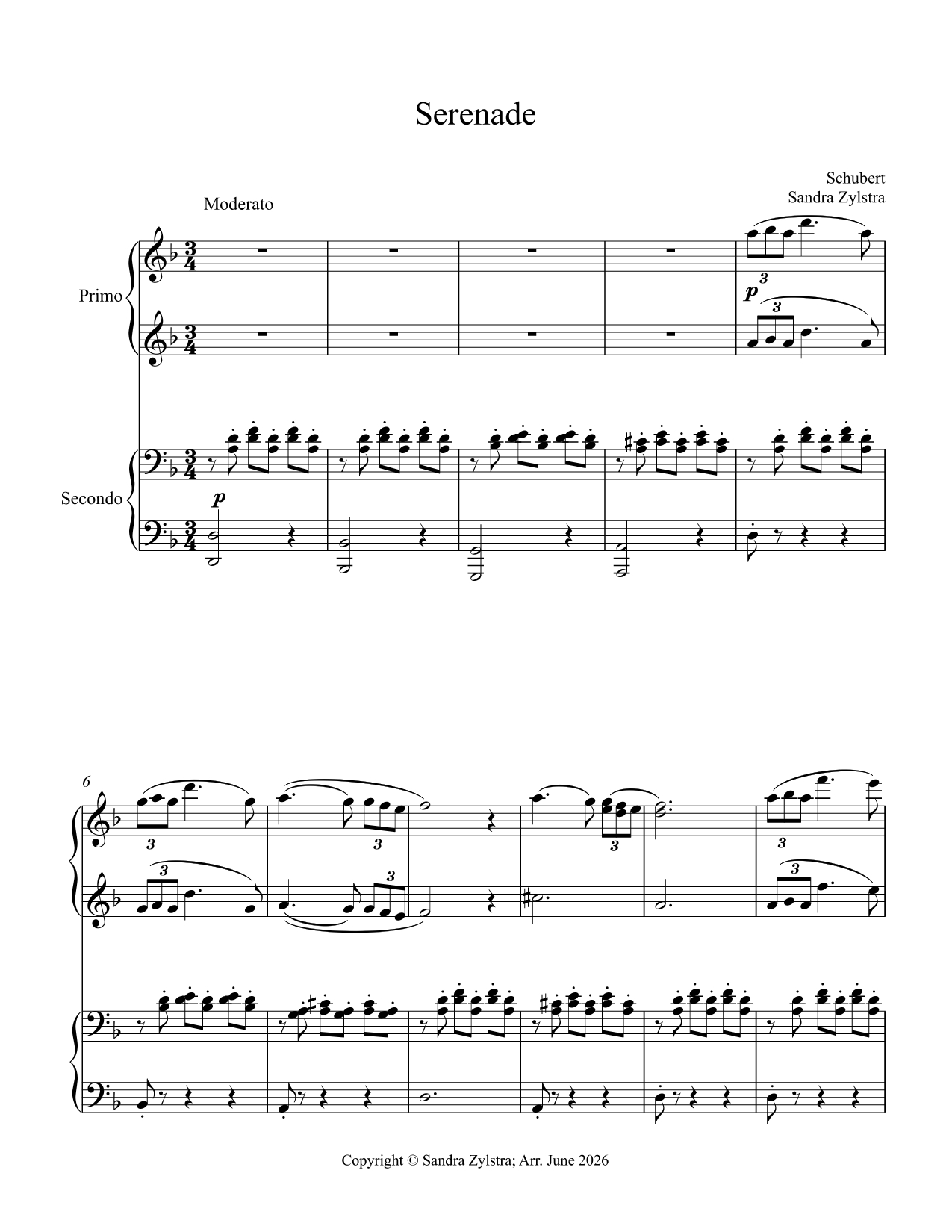 Serenade (intermediate piano duet) Serenade (intermediate piano duet) - Image 2