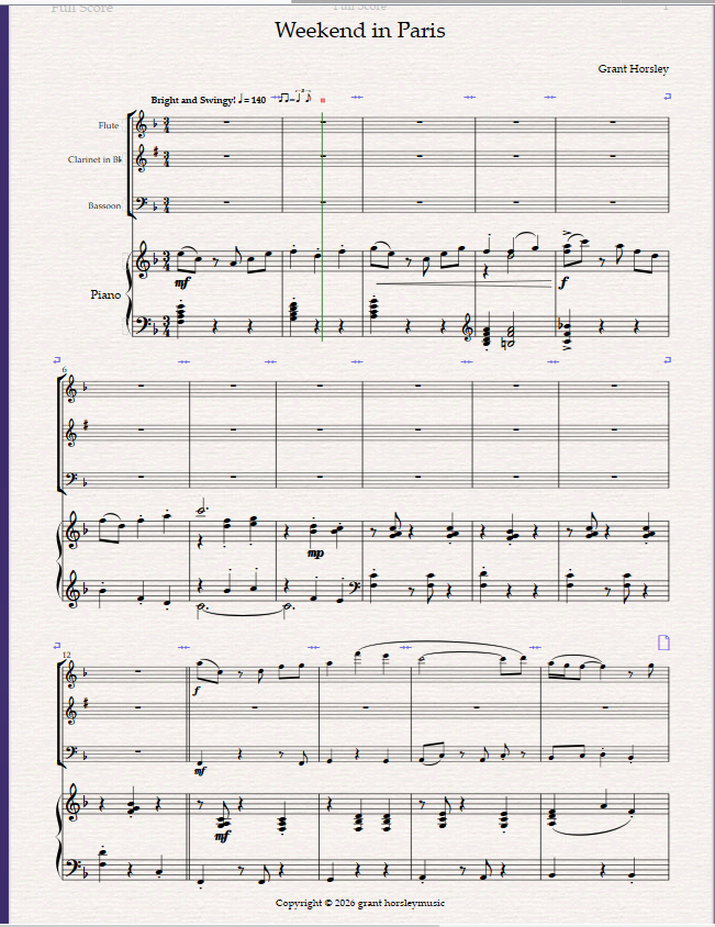 Weekend in Paris. A Jazz Waltz for Wind Trio and Piano (Flute, Clarinet & Bassoon). Weekend in Paris. A Jazz Waltz for Wind Trio and Piano (Flute, Clarinet & Bassoon). - Image 2