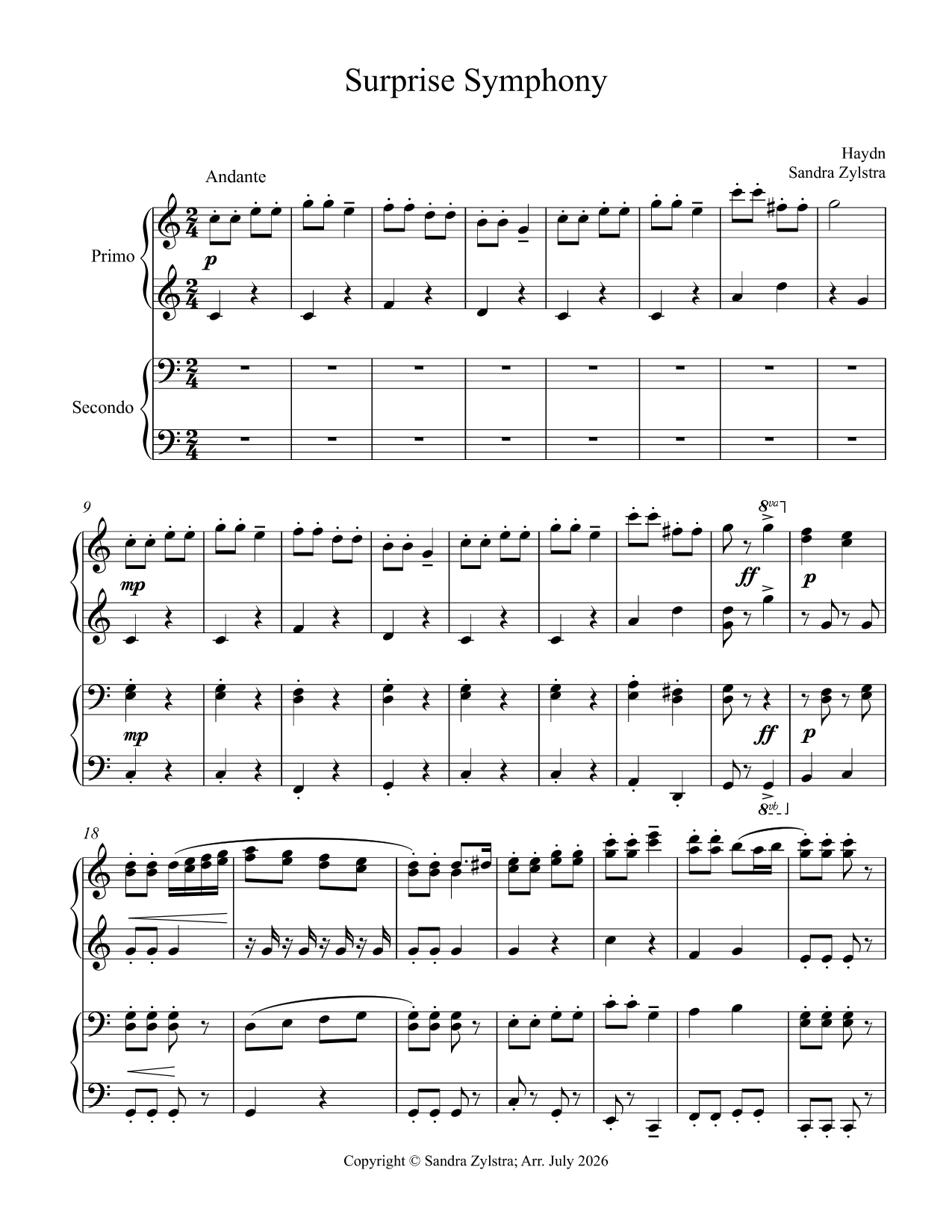 Surprise Symphony (late intermediate piano duet) Surprise Symphony (late intermediate piano duet) - Image 2
