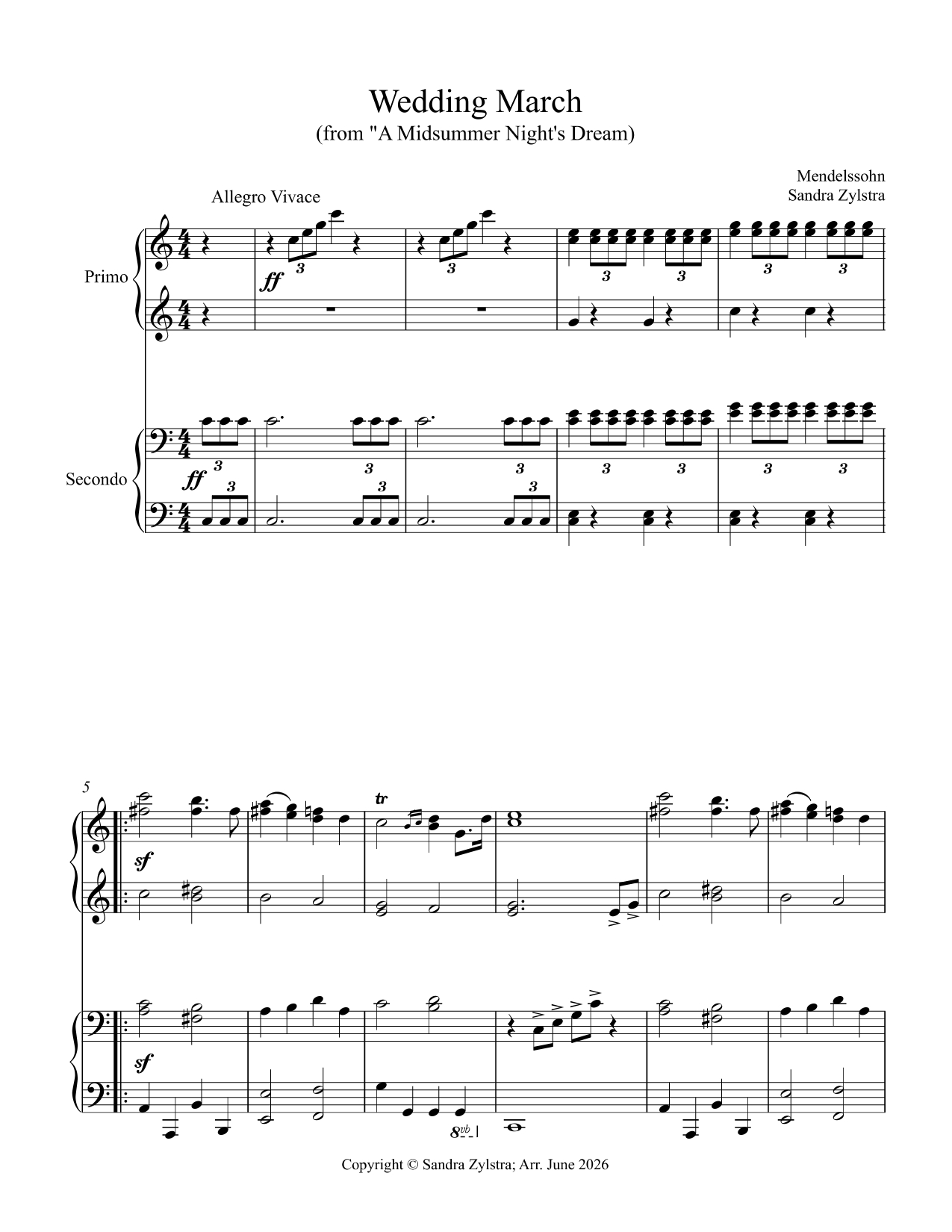 Wedding March (late intermediate piano duet) Wedding March (late intermediate piano duet) - Image 2