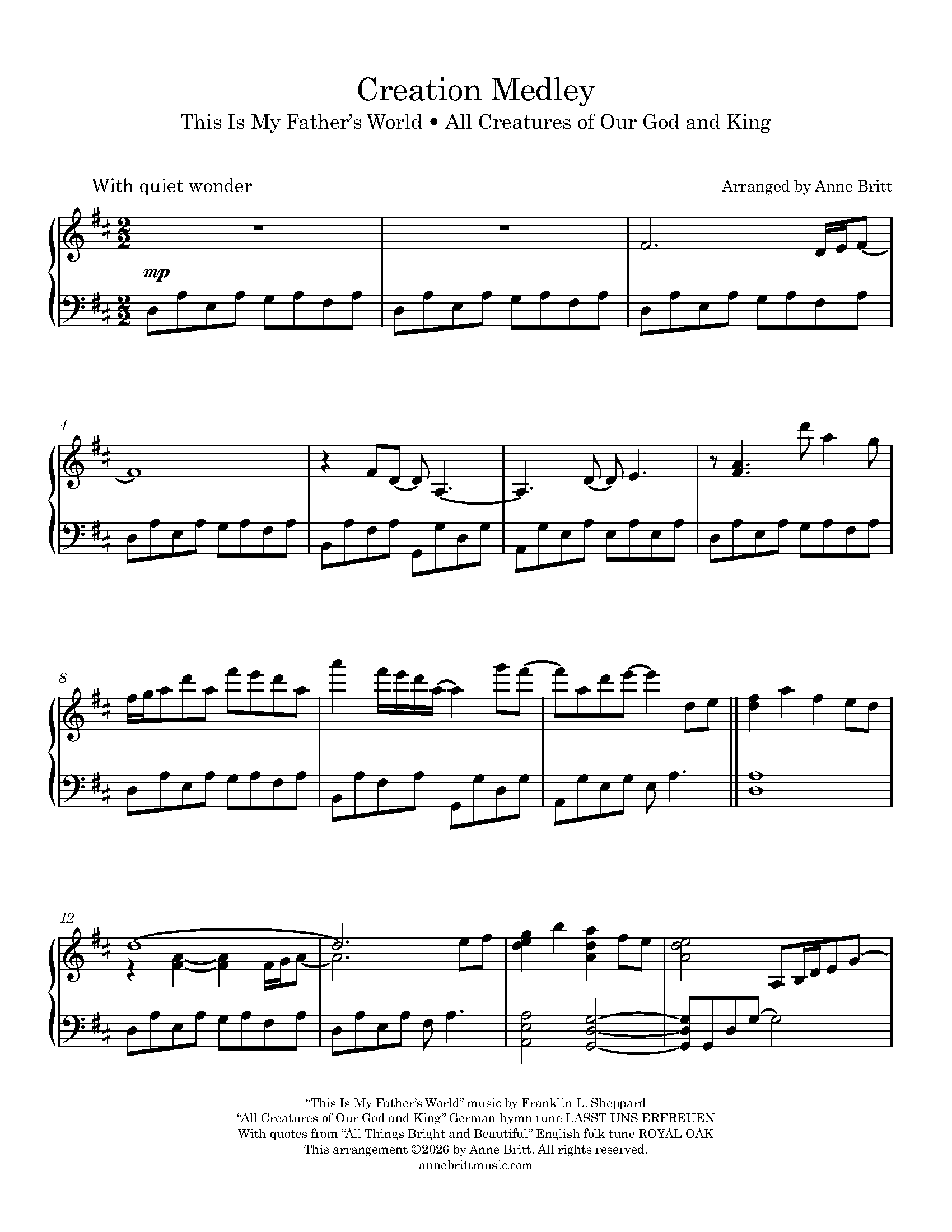 Creation Medley: This Is My Father's World / All Creatures of Our God and King - Intermediate Piano Solo Creation Medley: This Is My Father's World / All Creatures of Our God and King - Intermediate Piano Solo - Image 2