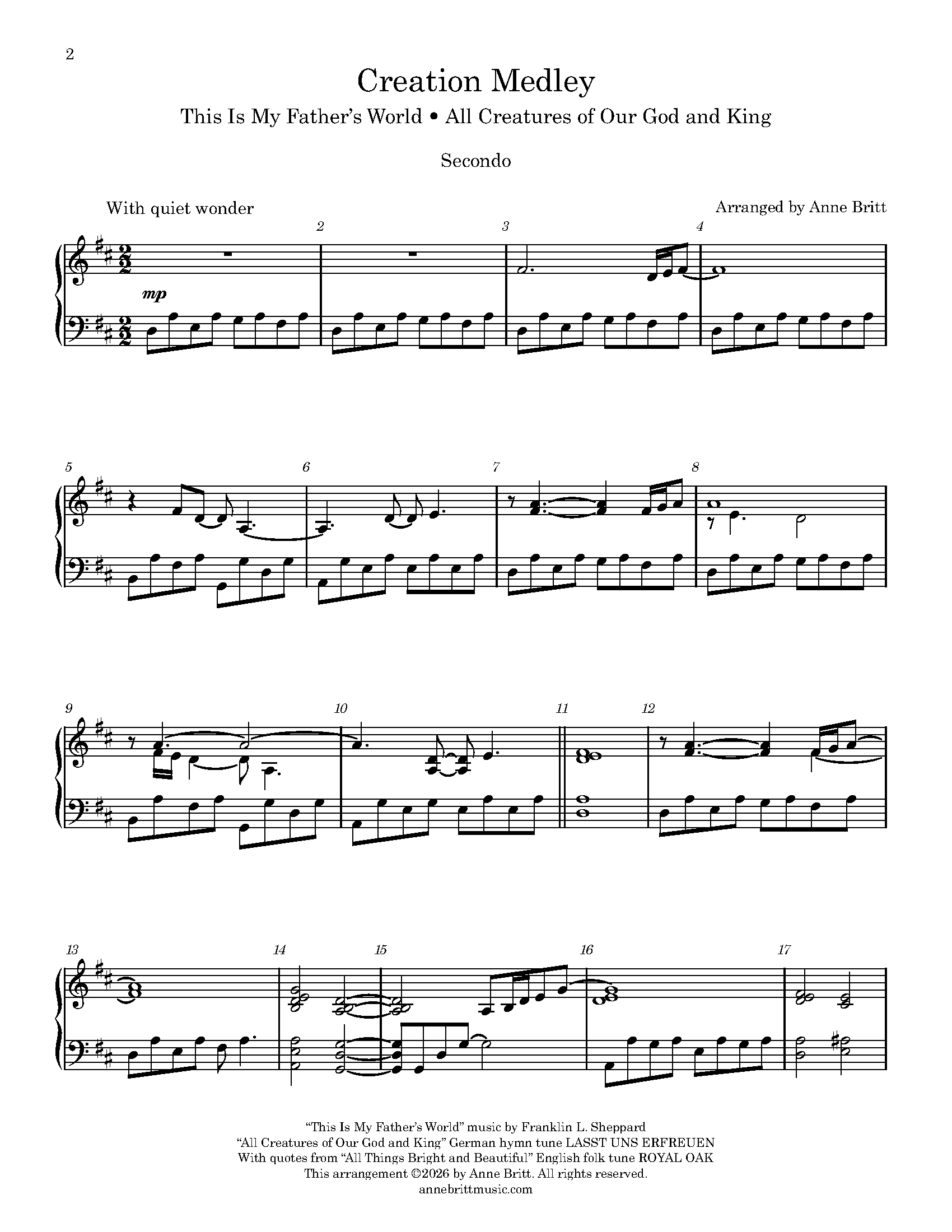 Creation Medley: This Is My Father's World / All Creatures of Our God and King (piano duet) Creation Medley: This Is My Father's World / All Creatures of Our God and King (piano duet) - Image 4