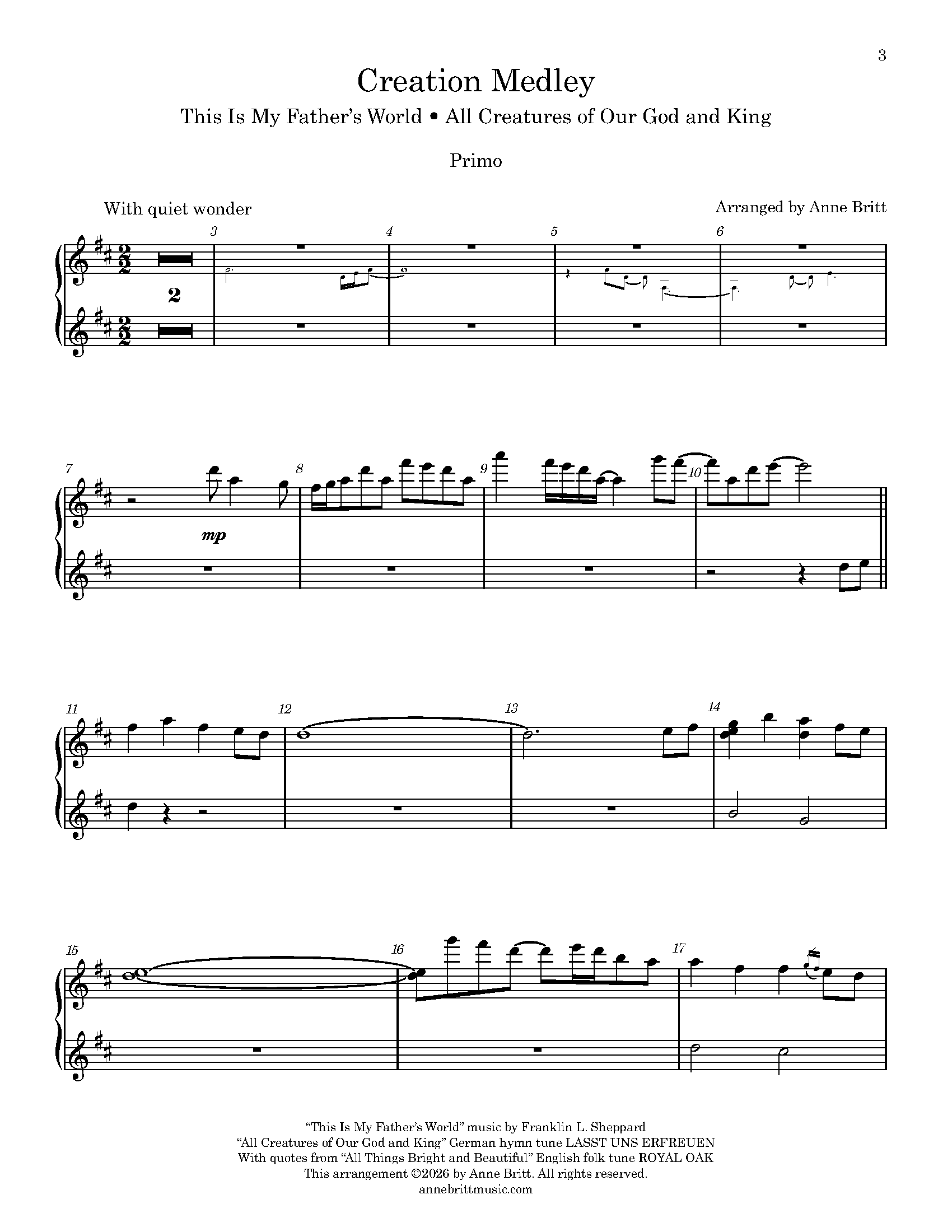 Creation Medley: This Is My Father's World / All Creatures of Our God and King (piano duet) Creation Medley: This Is My Father's World / All Creatures of Our God and King (piano duet) - Image 5