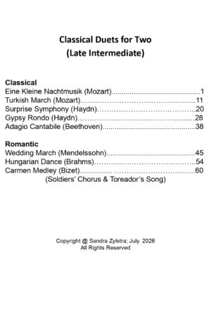 Home Classical Duets for Two (late intermediate piano duets)