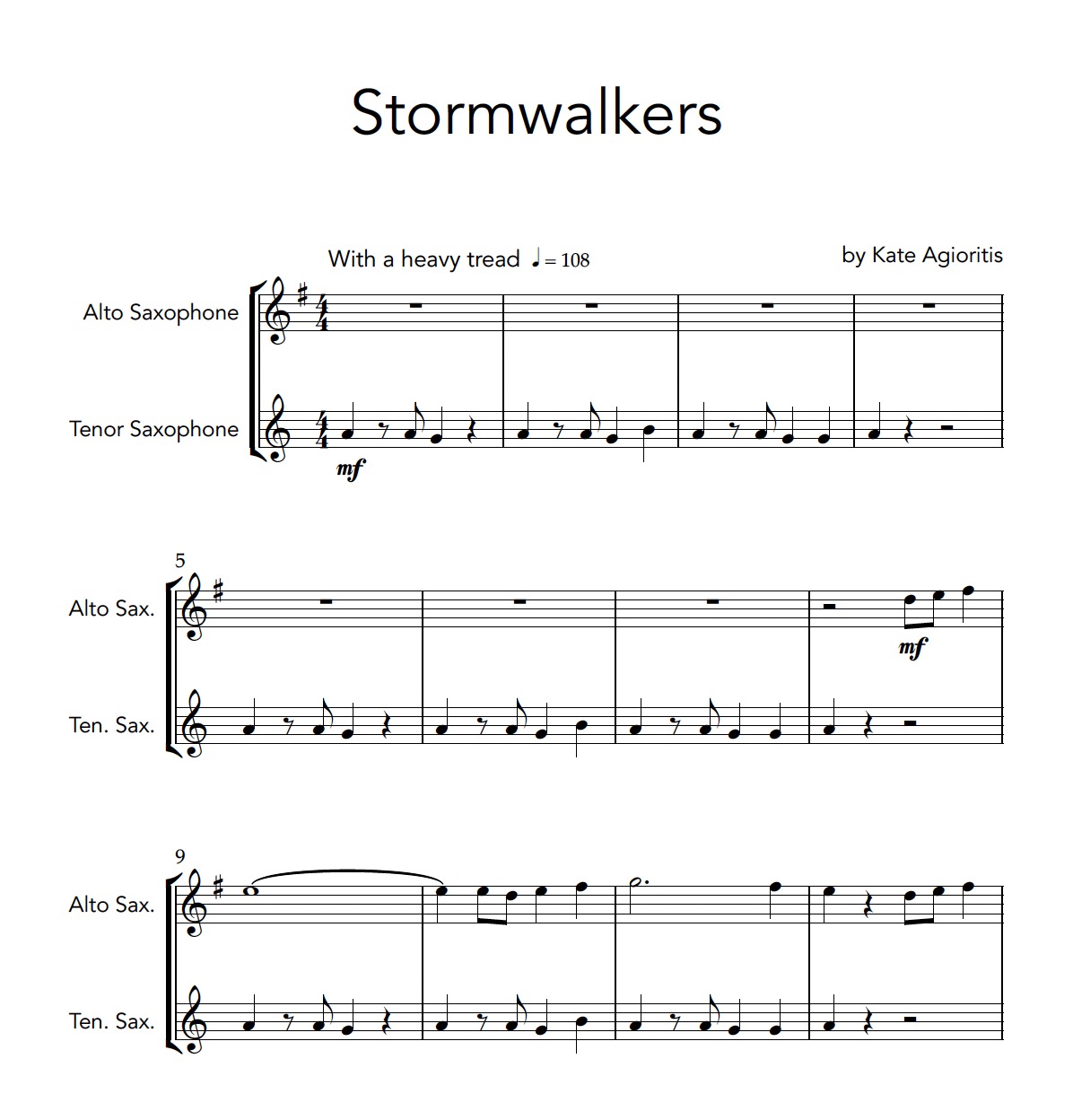 Stormwalkers | Alto and Tenor Saxophone Duet Stormwalkers | Alto and Tenor Saxophone Duet