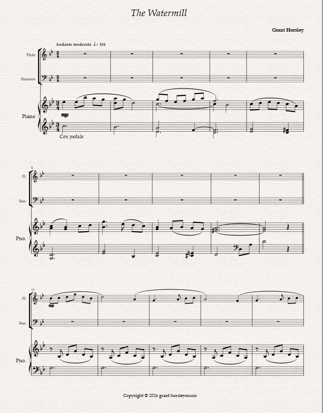 The Watermill. For Flute, Bassoon and Piano. The Watermill. For Flute, Bassoon and Piano. - Image 2