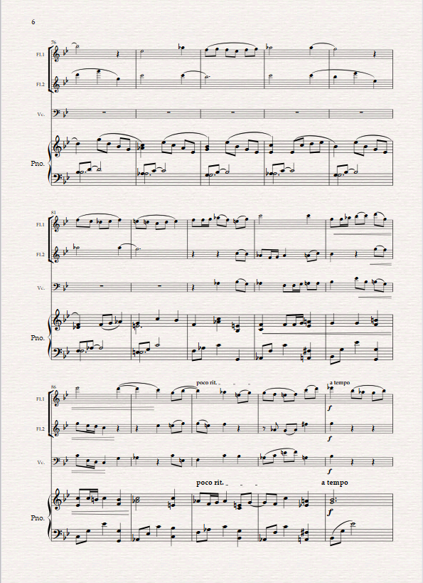 The Watermill. For Mixed Quartet (2 Flutes, Cello and Piano) The Watermill. For Mixed Quartet (2 Flutes, Cello and Piano) - Image 3