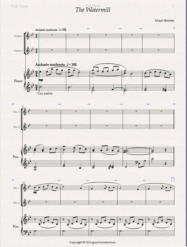 The Watermill. For Violin Duet and Piano. The Watermill. For Violin Duet and Piano. - Image 2