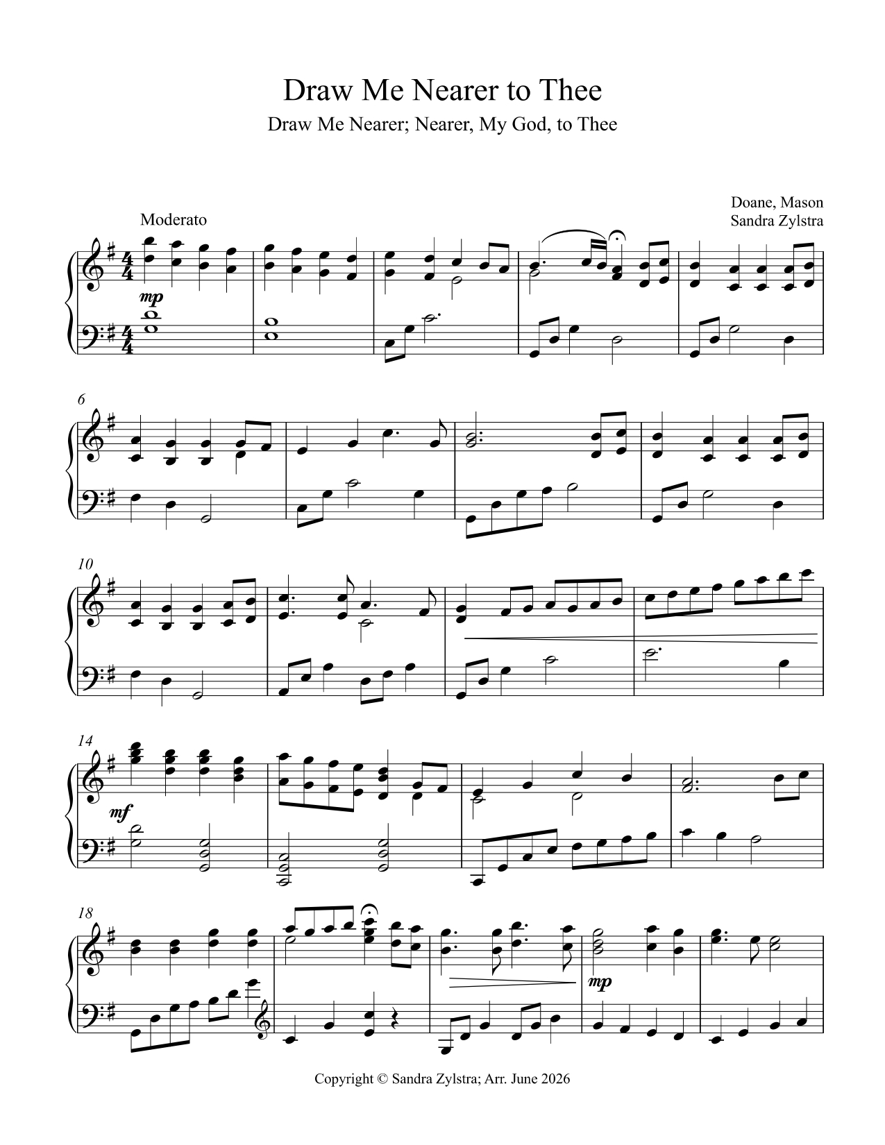 Draw Me Nearer to Thee (Intermediate Piano Solo) Draw Me Nearer to Thee (Intermediate Piano Solo) - Image 2